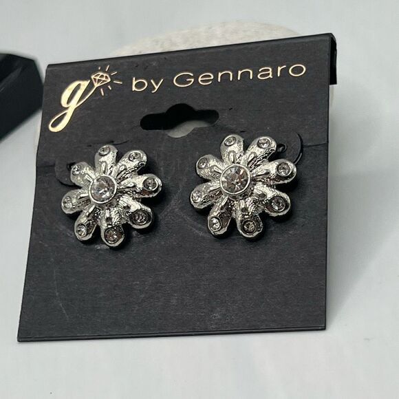 G by Gennaro Dangle Earrings Floral  Post Silver - Picture 5 of 6